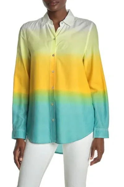 Beachlunchlounge Chalanna Dip Dye Long Sleeve Shirt In Golden Ombre