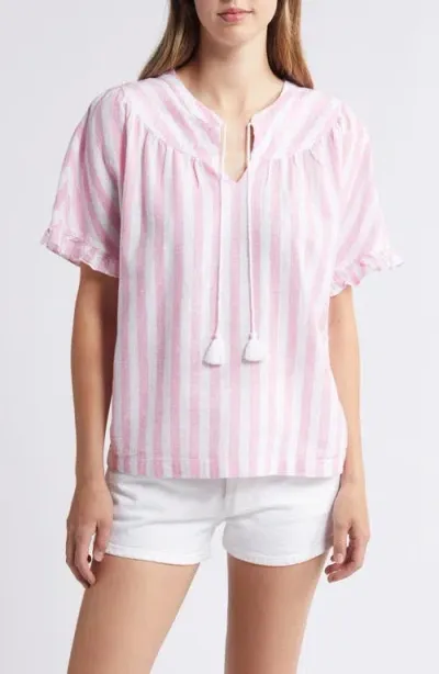 Beachlunchlounge Leia Stripe Linen & Cotton Top In Little Princess