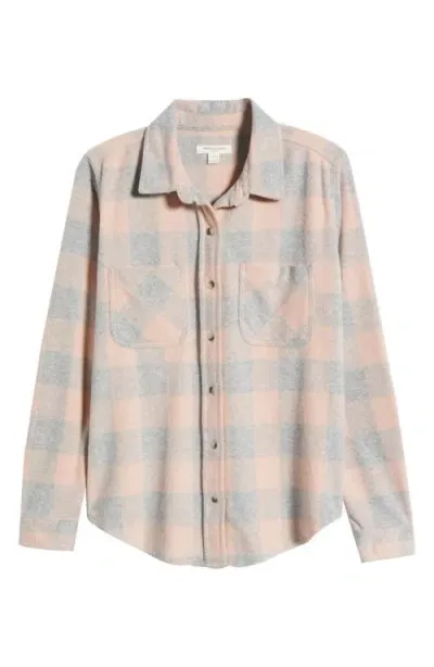 Beachlunchlounge Sally Plaid Shacket In Blush Light Grey