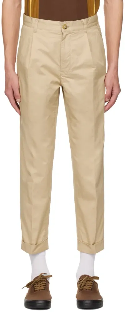 Beams Beige 1 Pleat Trousers In Beige20