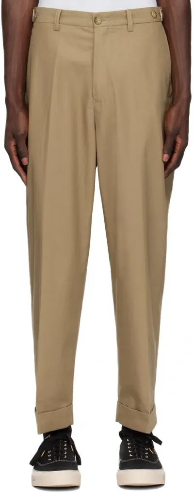 Beams Beige Ivy Wide Trousers In Beige20