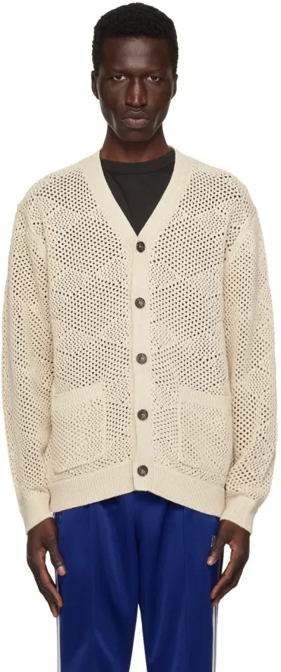 Beams Beige Open Knit Cardigan In Beige20