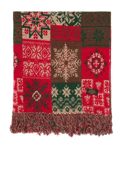 Beams Blanket Double Jacquard Patchwork Like Pattern In Multi