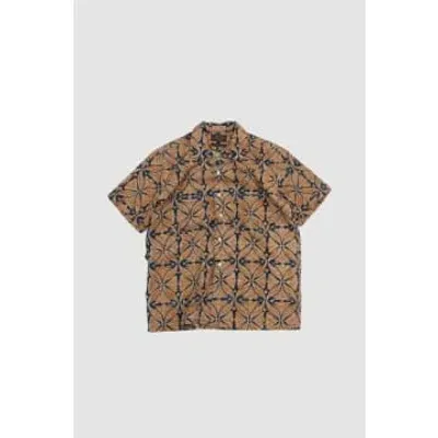 Beams Convertible-collar Printed Cotton-gauze Shirt In Blue