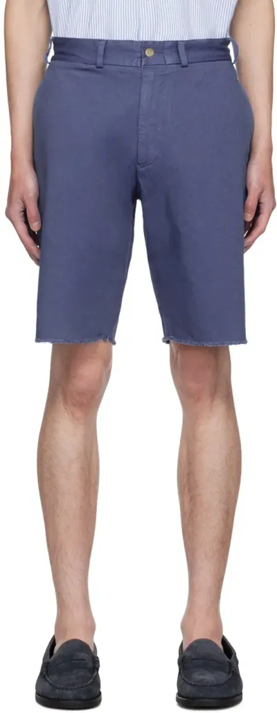 Beams Blue Plain Front Shorts In Blue75