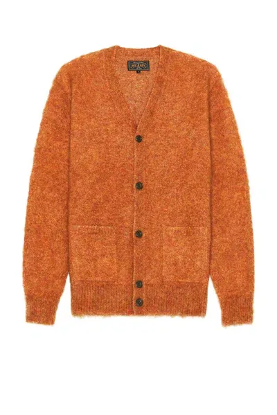 Beams Cardigan Stretch Mohair In Orange