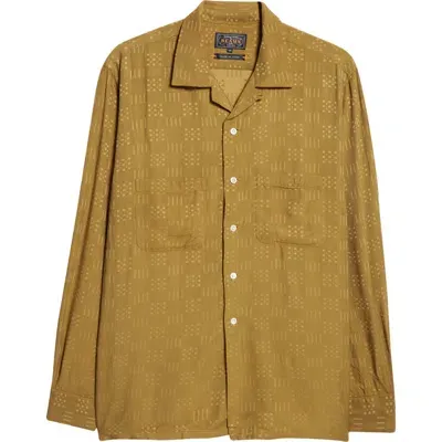 Beams Convertible Collar Button-up Shirt In Olive 67