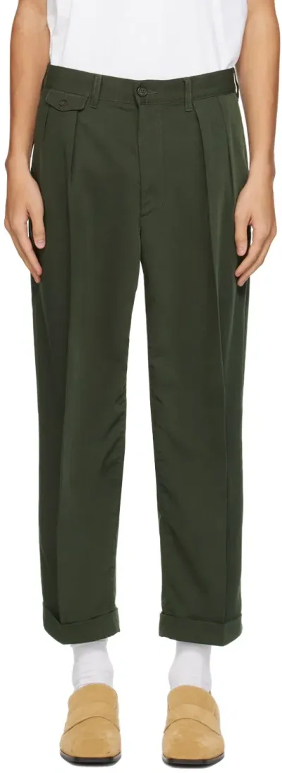 Beams Green 2 Pleats Trousers In Green65