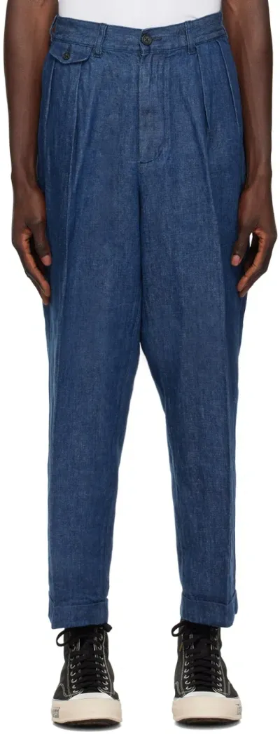 Beams Indigo 2 Pleats Trousers In Indigo78