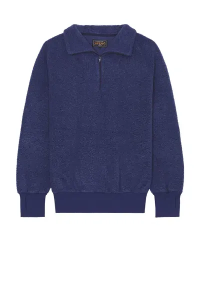 Beams Mil Half Zip Fleece In Blue