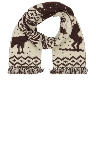 Beams Muffler Jacquard Nordic In Brown