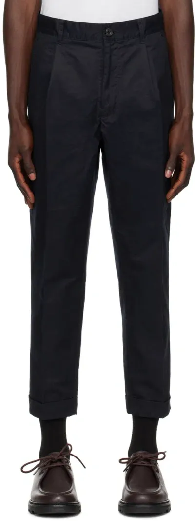 Beams Navy 1 Pleat 80/3 Trousers In Navy79