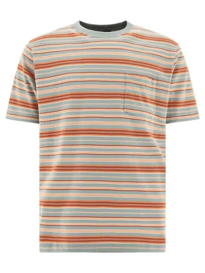 Beams Striped Cotton-jersey T-shirt In Orange