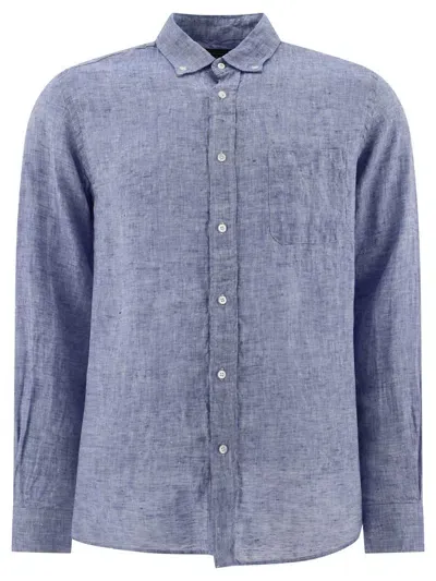 Beams Plus Oxford Linen Shirt In Blue