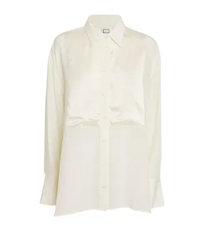 Beare Park Silk Allison Tuxedo Shirt In Ivory