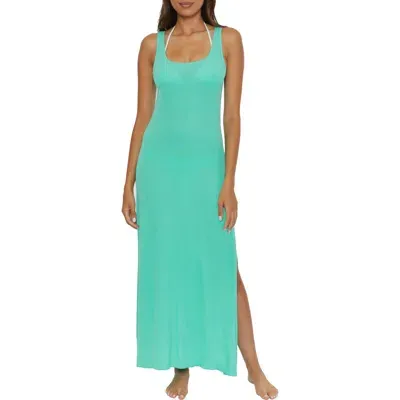 Becca Mykonos Semisheer Ribbed Cover-up Maxi Dress In Bermuda