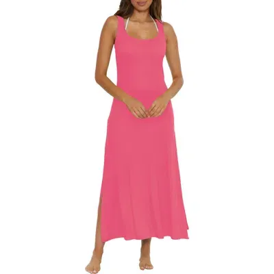 Becca Mykonos Semisheer Ribbed Cover-up Maxi Dress In Pink Glow