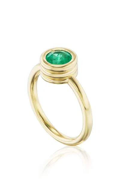 Beck Jewels 18k Yellow Gold Grotto Ring With 6mm Emerald