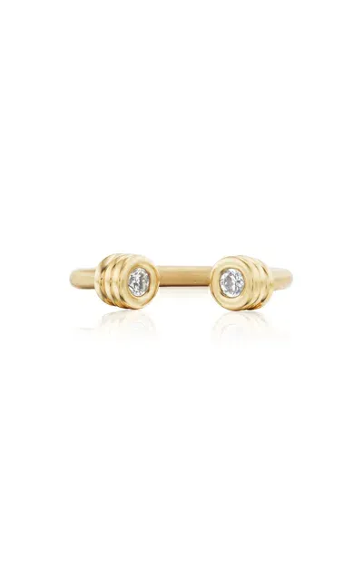 Beck Jewels 18k Yellow Gold Open Grotto Ring With White Diamonds