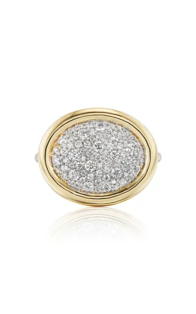 Beck Jewels 18k Yellow Gold Scuba Ring With White Diamond Pavé