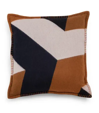 Begg X Co Cashmere Kintail Cubist Cushion In Navy