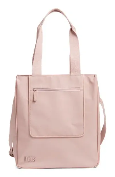 Beis Béis North/south Recycled Polyester Tote In Atlas Pink