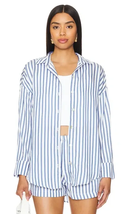 Bella Dahl Boyfriend Button Down In Bahia Breeze Stripe