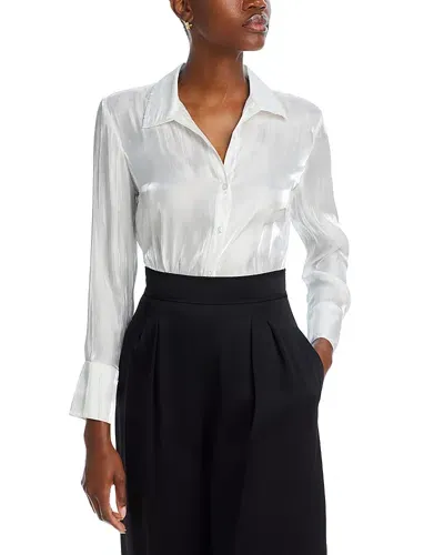 Bella Dahl Button Front Shirt In White Shimmer