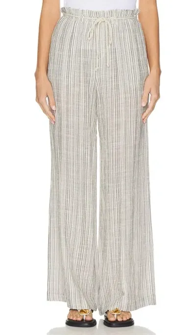 Bella Dahl Drawcord Wide Leg Pant In Eze Slub Stripe