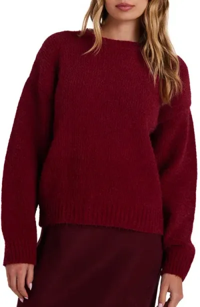 Bella Dahl Drop Shoulder Sweater In Deep Plum