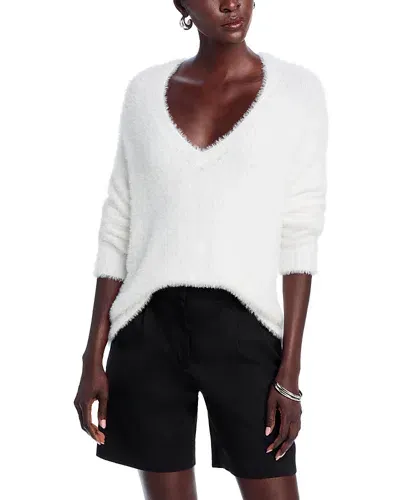 Bella Dahl Fuzzy V Neck Sweater In Winter White