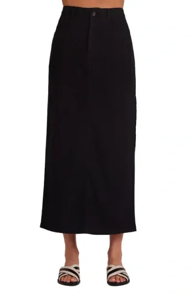 Bella Dahl Indigo Side Slit Linen Blend Maxi Skirt In Black