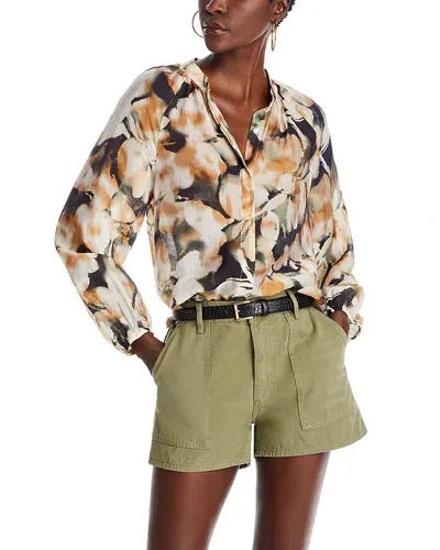 Bella Dahl Long Raglan Sleeve Shirred Blouse In Harvest Floral