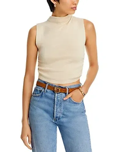 Bella Dahl Mock Neck Cropped Sweater Top In Seashell Sand