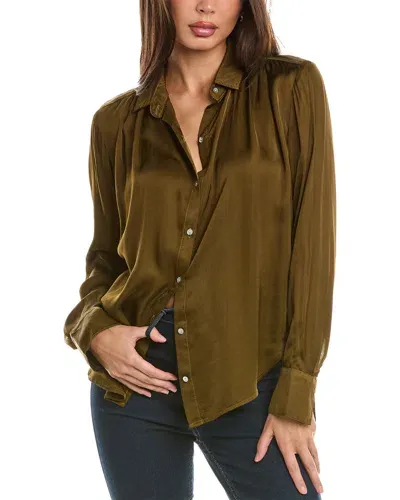 Bella Dahl Pleated Button Down Shirt In Italian Herb