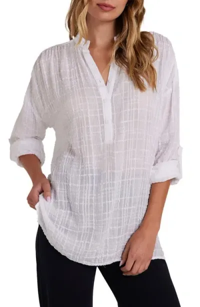 Bella Dahl Tonal Plaid Popover Shirt In White