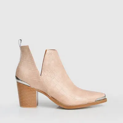 Belle & Bloom Austin Croc Embossed Ankle Boot In Blush