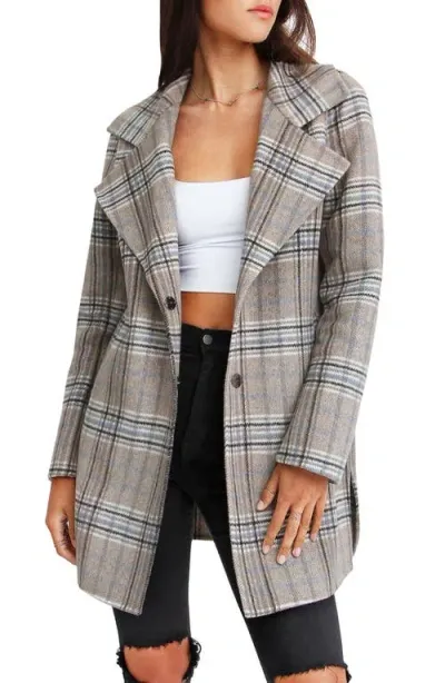 Belle & Bloom Ex-boyfriend Plaid Wool Blend Coat In Grey