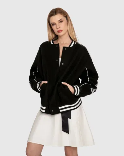 Belle & Bloom Hold Me Close Letterman Bomber In Black