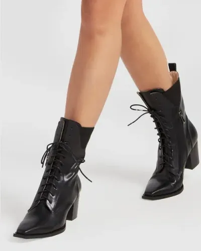 Belle & Bloom Jumping Ship Laced Boot In Black