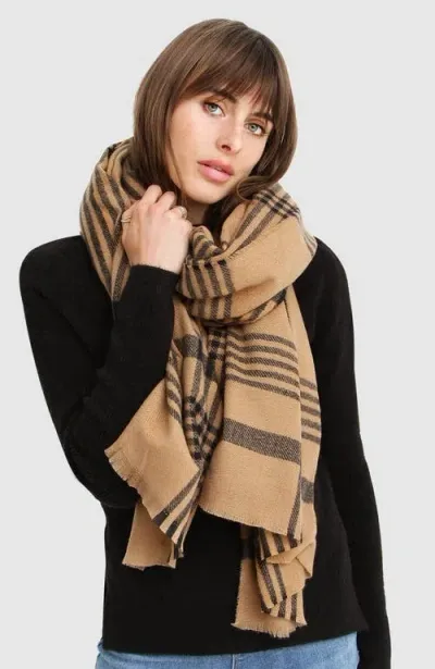 Belle & Bloom Panorama Check Scarf In Brown