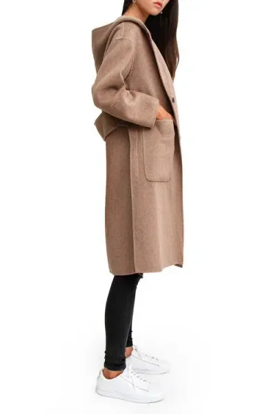 Belle & Bloom Walk This Way Wool Blend Oversized Coat In Brown