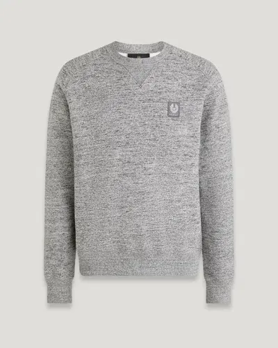 Belstaff Assembly Crewneck Sweatshirt In Grey Tweed Multi