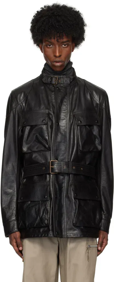 Belstaff Black Legacy Trailmaster Panther Leather Jacket In Atblk