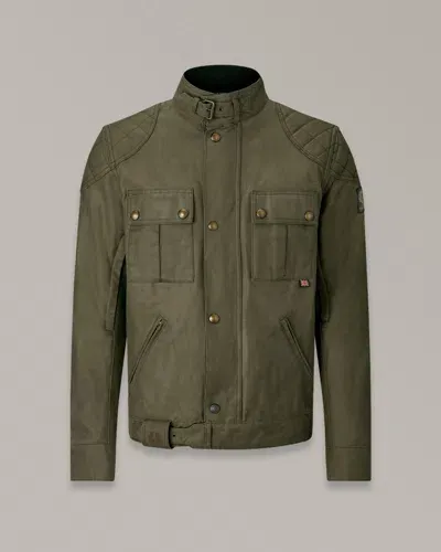 Belstaff Brooklands Motorcycle Jacket In Olive Green