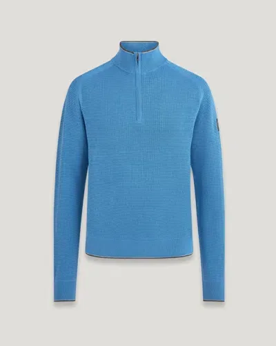 Belstaff Cole Quarter Zip Jumper In Moonlight Blue