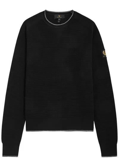 Belstaff Cole Waffle-knit Cotton Jumper In Schwarz