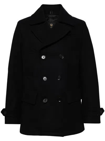 Belstaff Double-breasted Coat In Blau