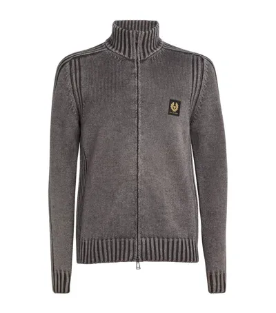 Belstaff Knitted Watch Zip Cardigan In Grey