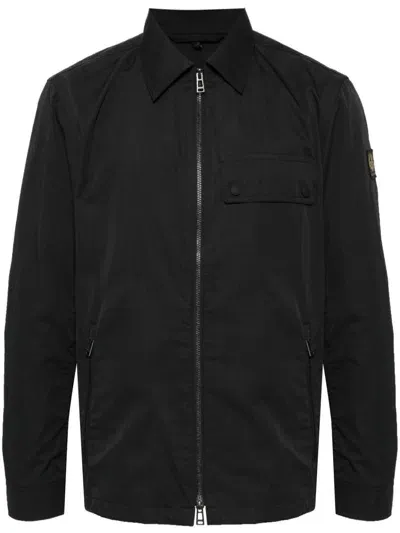 Belstaff Logo-patched Military Jacket In Black